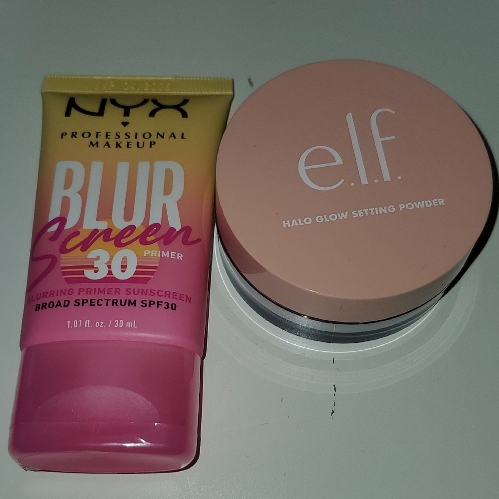 NYX Blur Sunscreen Primer SPF30 and e.l.f. Halo Glow Setting Powder Set